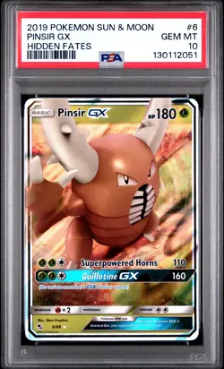 2019 POKEMON SUN & MOON HIDDEN FATES #6 PINSIR GX PSA 10 - Image 1