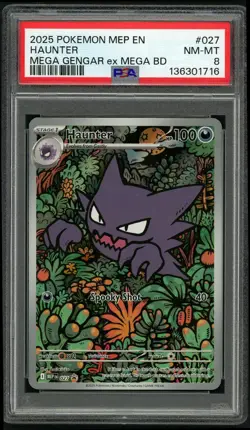 POKEMON MEP ENGLISH MEGA GENGAR EX HAUNTER #027 PSA NEAR MINT-MINT - Image 1