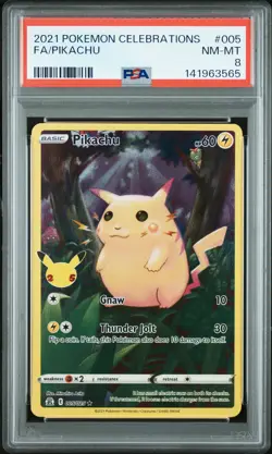2021 POKEMON CELEBRATIONS #005 FULL ART/PIKACHU PSA 8 - Image 1