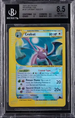 2003 POKEMON SKYRIDGE REVERSE FOIL HOLO R #147 CROBAT BGS 8.5 - Image 1