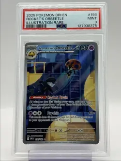 TEAM ROCKET'S ORBEETLE 2025 POKEMON SV ILLUSTRATION RARE 198/182 PSA 9 Q6011 - Image 1