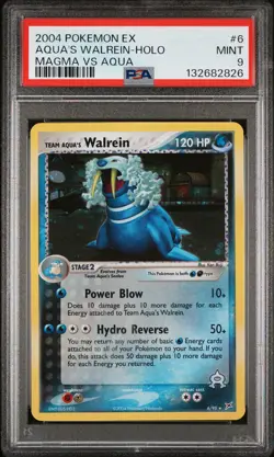 2004 POKEMON EX TEAM MAGMA VS TEAM AQUA #6 TEAM AQUA'S WALREIN-HOLO PSA 9 - Image 1