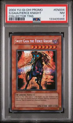 2004 YU-GI-OH! PROMO COLLECTOR TINS #EN004 SWIFT GAIA THE FIERCE KNIGHT PSA 7 - Image 1