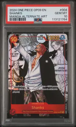 2024 ONE PIECE OP09-004 EMPERORS IN THE NEW WORLD MANGA ALT ART SHANKS PSA 10 - Image 1