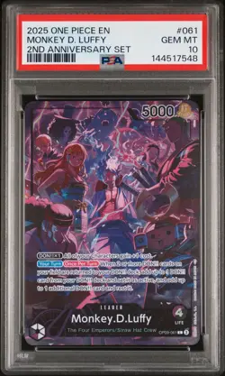 2025 ONE PIECE ENGLISH VERSION 2ND ANNIVERSARY SET #061 MONKEY D. LUFFY PSA 10 - Image 1