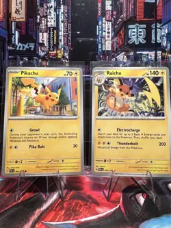 2 Pikachu 062/193 & Raichu 064/193 Cards Pokemon Paldea Evolved TCG NM - Image 1