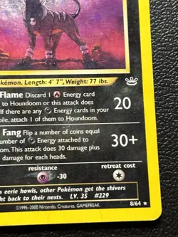 Pokemon TCG Houndoom Neo Revelation Holo Card 8/64 MP-HP - Image 5