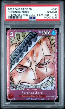2023 ONE PIECE PREMIUM CARD COLLECTION ONE PIECE FILM RED RORONOA ZORO PSA 10 - Image 1