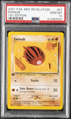 2001 POKEMON NEO REVELATION 1ST EDITION #57 SWINUB PSA 10 - Image 1