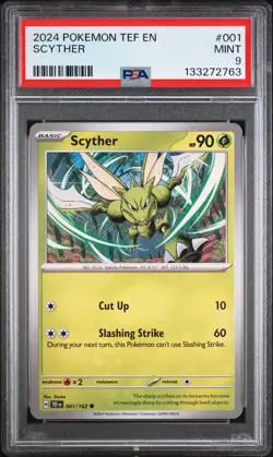 2024 POKEMON TEF EN-TEMPORAL FORCES #001 SCYTHER PSA 9 - Image 1