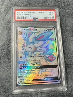 2019 POKEMON SUN & MOON HIDDEN FATES #SV76 FULL ART/SYLVEON GX PSA 9 - Image 1
