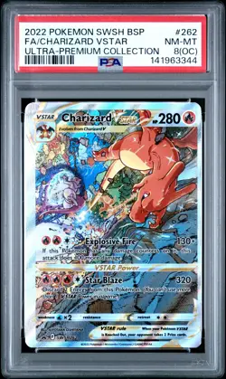 2022 POKEMON SWSH BLACK STAR PROMO #262 FULL ART/CHARIZARD VSTAR PSA 8 - Image 1