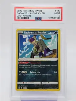 RADIANT HISUIAN SNEASLER 2022 POKEMON SWSH LOST ORIGIN RARE 123 PSA 9 Q0004 - Image 1