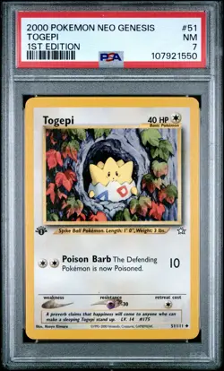 2000 POKEMON NEO GENESIS 1ST EDITION #51 TOGEPI PSA 7 - Image 1