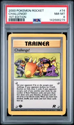 2000 POKEMON ROCKET 1ST EDITION #74 CHALLENGE! PSA 8 - Image 1