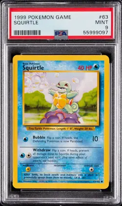 1999 POKEMON BASE SET UNLIMITED #63 SQUIRTLE PSA 9 - Image 1