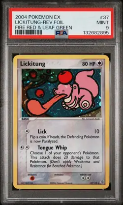 2004 POKEMON EX FIRE RED & LEAF GREEN #37 LICKITUNG-REVERSE FOIL PSA 9 - Image 1