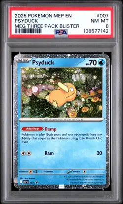 2025 POKEMON MEP EN-ME BLACK STAR PROMO #007 PSYDUCK PSA 8 - Image 1