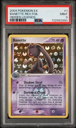 2004 POKEMON EX HIDDEN LEGENDS #1 BANETTE-REVERSE FOIL PSA 9 - Image 1