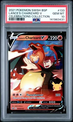2021 POKEMON SWSH PROMO CELEBRATIONS COLLECTION LANCE'S CHARIZARD V PSA 10 - Image 1
