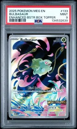 2025 Pokemon Mega MEG En Bulbasaur Enhanced Booster Topper #133 PSA 9 Mint - Image 1