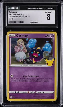 2021 POKEMON CELEBRATIONS HOLO #013 COSMOG CGC 8 - Image 1
