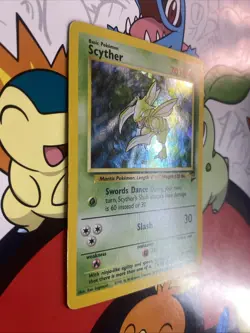 1999 Pokemon TCG Base Set 2 Scyther 17/130 Holo Rare LP/MP Swirl - Image 2