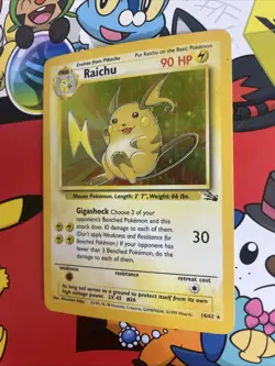 Pokemon Raichu 14/62 WOTC Fossil Unlimited Holo Rare LP / MP Condition - Image 3