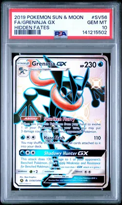 2019 POKEMON SUN & MOON HIDDEN FATES #SV56 FULL ART/GRENINJA GX PSA 10 - Image 1