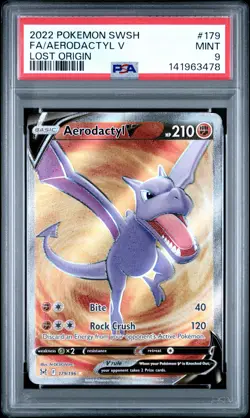 2022 POKEMON SWORD & SHIELD LOST ORIGIN #179 FULL ART/AERODACTYL V PSA 9 - Image 1