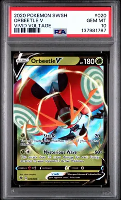 2020 POKEMON SWORD & SHIELD VIVID VOLTAGE #020 ORBEETLE V PSA 10 - Image 1
