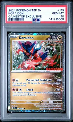 2024 POKEMON TEF EN-TEMPORAL FORCES GAMESTOP EXCLUSIVE #119 KORAIDON PSA 10 - Image 1
