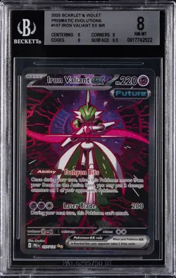 2025 POKEMON SCARLET & VIOLET PRISMATIC EVOLUTIONS SIR IRON VALIANT EX BGS 8 - Image 1