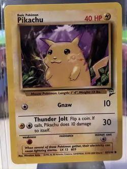 Pokemon TCG Pikachu Base Set 2 87/130 Regular Unlimited Common NM - Image 1