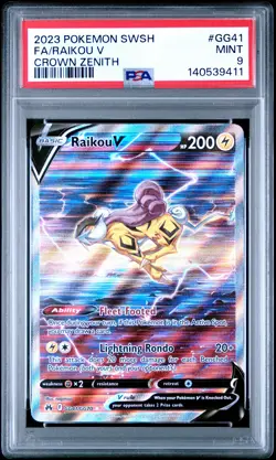 2023 POKEMON SWORD & SHIELD CROWN ZENITH #GG41 FULL ART/RAIKOU V PSA 9 - Image 1