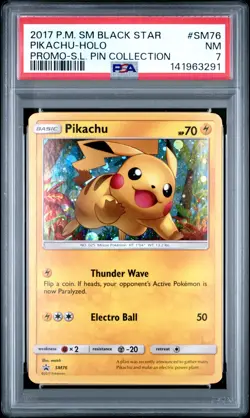 2017 POKEMON SM PROMO SHINING LEGENDS PIN COLLECTION PIKACHU-HOLO PSA 7 - Image 1