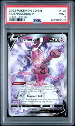 2022 POKEMON SWORD & SHIELD LOST ORIGIN #178 FULL ART/ENAMORUS V PSA 9 - Image 1
