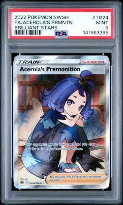 2022 POKEMON SWORD & SHIELD BRILLIANT STARS FULL ART/ACEROLA'S PREMONITION PSA 9 - Image 1