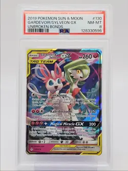 GARDEVOIR & SYLVEON GX 2019 POKEMON S & M UNBROKEN RARE HOLO PSA 8 Q0004 - Image 1