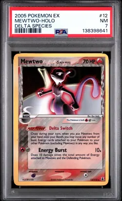 2005 POKEMON EX DELTA SPECIES #12 MEWTWO-HOLO PSA 7 - Image 1
