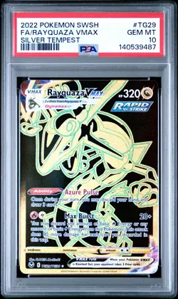 2022 POKEMON SWORD & SHIELD SILVER TEMPEST #TG29 FULL ART/RAYQUAZA VMAX PSA 10 - Image 1