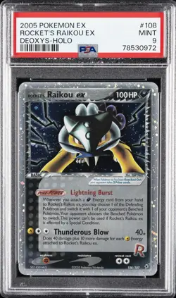 2005 POKEMON EX DEOXYS #108 ROCKET'S RAIKOU EX-HOLO PSA 9 - Image 1