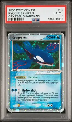 2006 POKEMON EX CRYSTAL GUARDIANS #95 KYOGRE EX-HOLO PSA 6 - Image 1