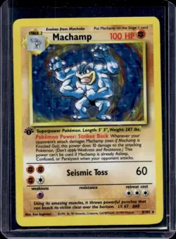 1999 Pokemon 1st Edition Machamp Holo #8/102 - Image 1