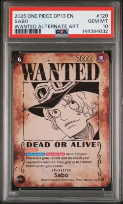 2025 ONE PIECE OP13-CARRYING ON HIS WILL WANTED ALTERNATE ART #120 SABO PSA 10 - Image 1