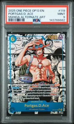 2025 ONE PIECE CARRYING ON HIS WILL MANGA ALT ART PORTGAS D. ACE PSA 9 - Image 1
