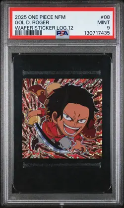 2025 NIFORMESION ONE PIECE GREAT PIRATE WAFER STICKER LOG.12 GOL D. ROGER PSA 9 - Image 1