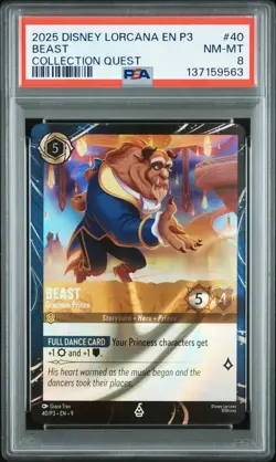 2025 DISNEY LORCANA EN PROMO COLLECTION QUEST #40 BEAST - GRACIOUS PRINCE PSA 8 - Image 1