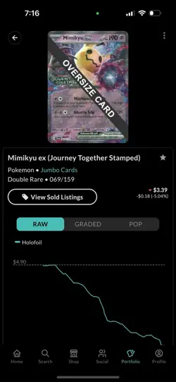 Mimikyu ex (Journey Together Stamped) 069/159 Jumbo Cards Holo - Image 3