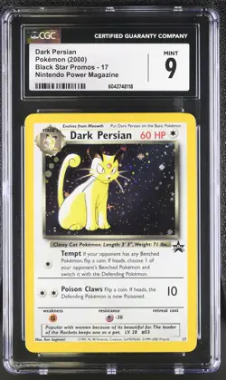 CGC 9 MINT Dark Persian 2000 Black Star Promos 17 Holo Pokemon Card - Image 1
